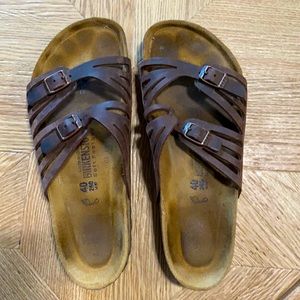 Brown Birkenstock sandals with detail